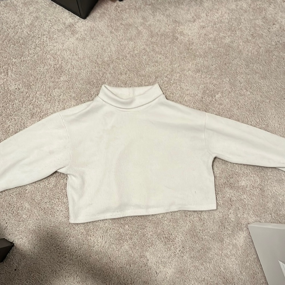 white cropped sweater